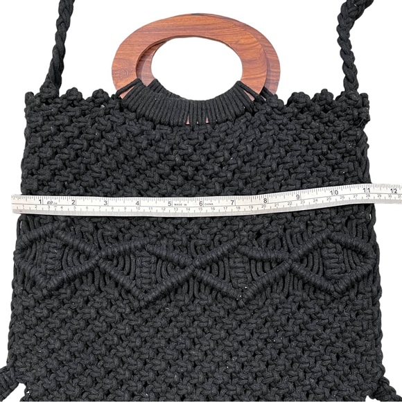 Macrame Danielle Nicole Handbag Black Woven Purse - Picture 12 of 15